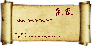 Hohn Brúnó névjegykártya